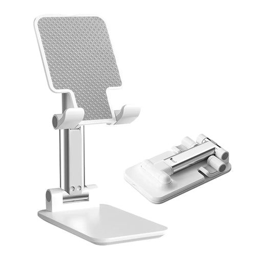T9-2 Portable Foldable Telescopic Phone Mount Holder Adjustable Angle Mobile Phone Stand Bracket - White - 1