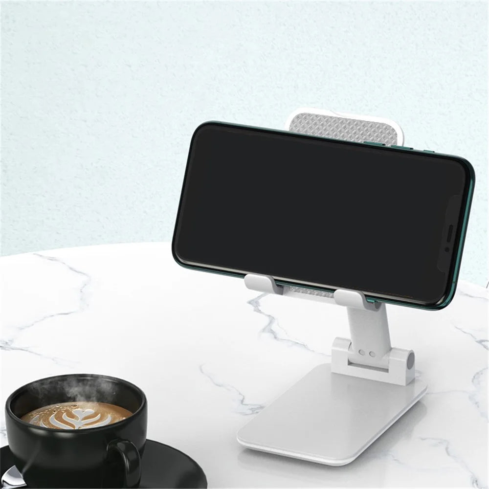 T9-2 Portable Foldable Telescopic Phone Mount Holder Adjustable Angle Mobile Phone Stand Bracket - White - 3