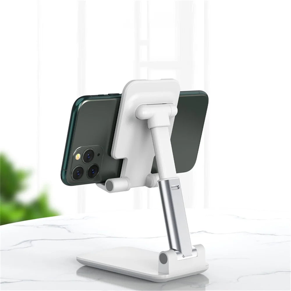 T9-2 Portable Foldable Telescopic Phone Mount Holder Adjustable Angle Mobile Phone Stand Bracket - White - 4