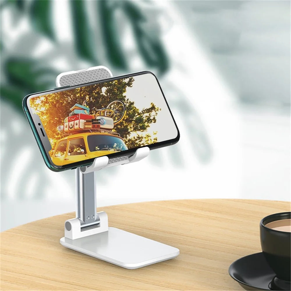 T9-2 Portable Foldable Telescopic Phone Mount Holder Adjustable Angle Mobile Phone Stand Bracket - White - 6