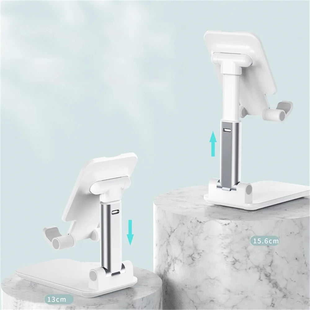 T9-2 Portable Foldable Telescopic Phone Mount Holder Adjustable Angle Mobile Phone Stand Bracket - White - 7