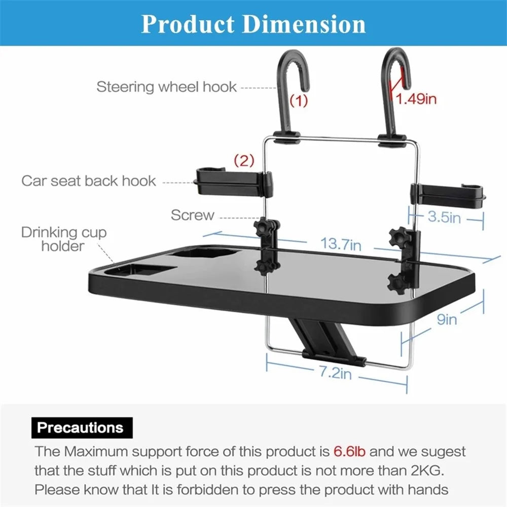SHUNWEI SD-1502B Car Mount Laptop Stand Steering Wheel Tray Foldable Seat Back Desk for Food Eating Drink Notebook - 2