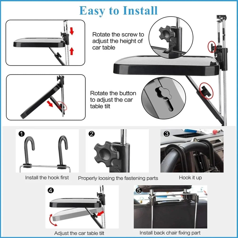 SHUNWEI SD-1502B Car Mount Laptop Stand Steering Wheel Tray Foldable Seat Back Desk for Food Eating Drink Notebook - 3