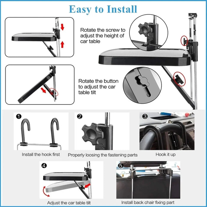 SHUNWEI SD-1502B Car Mount Laptop Stand Steering Wheel Tray Foldable Seat Back Desk for Food Eating Drink Notebook - 3
