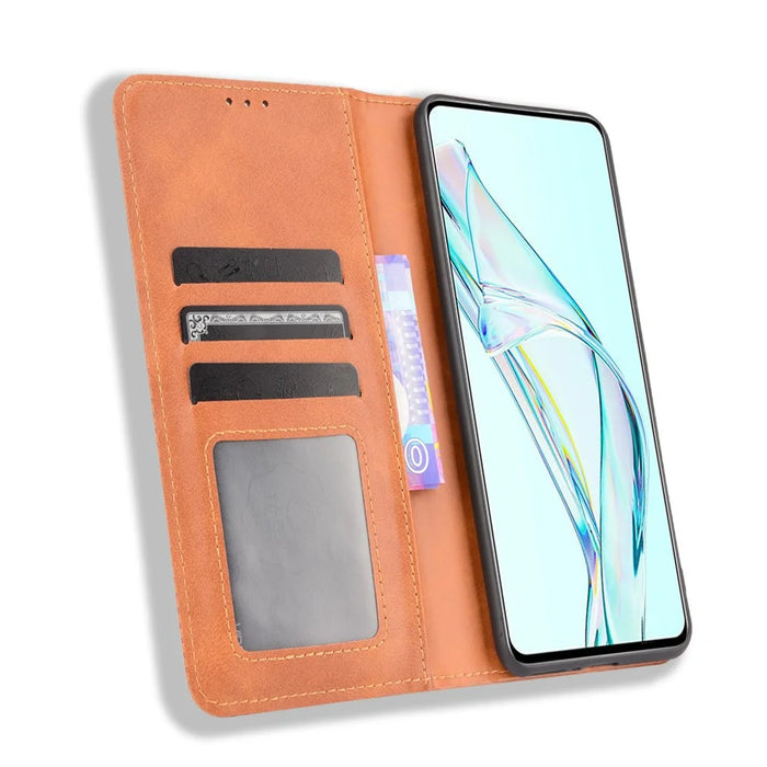Retro Surface Auto-Absorbed Leather Phone Wallet Stand Case Cover for ZTE Axon 30 5G - Brown - 4