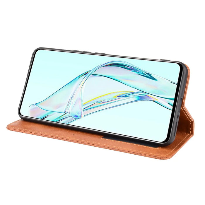 Retro Surface Auto-Absorbed Leather Phone Wallet Stand Case Cover for ZTE Axon 30 5G - Brown - 5