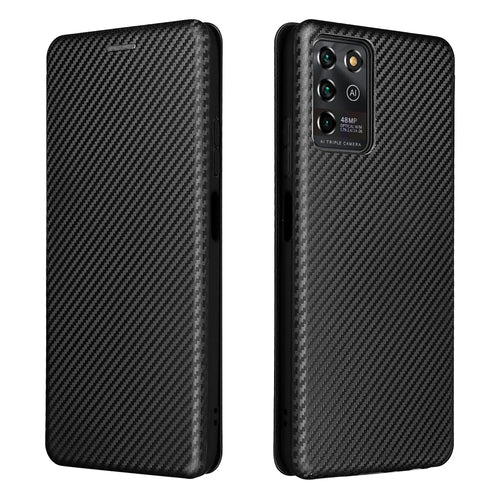 Carbon Fiber Texture Magnetic Auto-absorbed Leather Stand Phone Case Shell for ZTE Blade V30 Vita - Black - 1