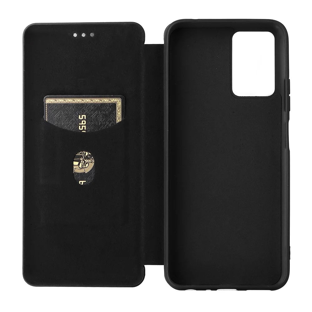 Carbon Fiber Texture Magnetic Auto-absorbed Leather Stand Phone Case Shell for ZTE Blade V30 Vita - Black - 4