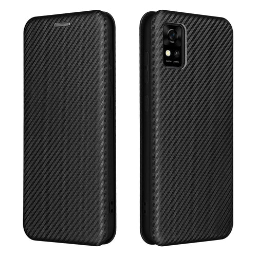 Carbon Fiber Texture Well-Protected Stylish Auto-absorbed Leather Phone Case with Card Slot for ZTE Blade A31 - Black - 1
