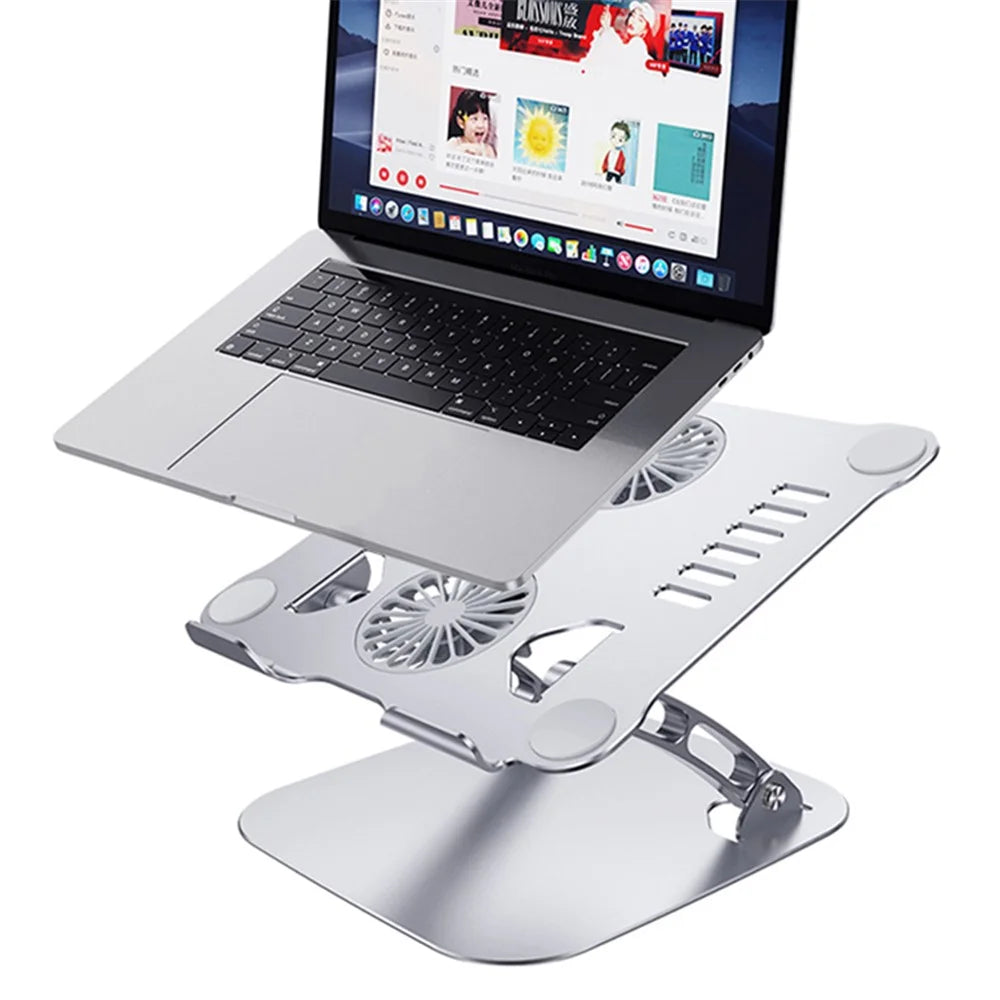 R-JUST HZ13 Aluminum Alloy Laptop Stand Mount Notebook Riser Bracket with Double Cooling Fan - 1