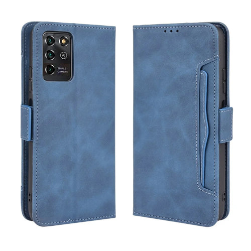 For ZTE Blade V30 Vita/V2022 Anti-Fall Shockproof Flip Phone Case PU Leather + TPU Phone Cover Multiple Card Slot Wallet Stand Design - Blue - 1