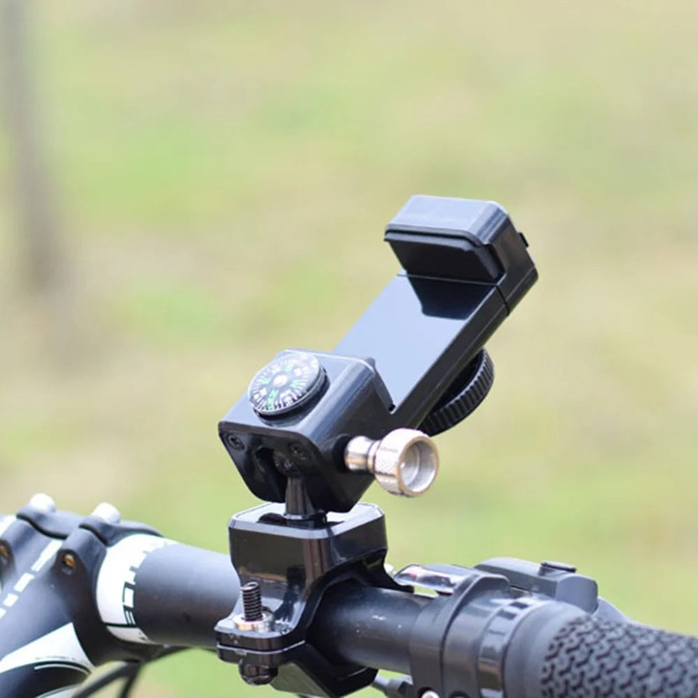 Q003 Anti-theft Bicycle Phone Mount Bracket Anti-fall 360-degree Rotating Cell Phone Holder with Compass for Bike/Electric Bike/Motorcycle (without Light) - Black - 2