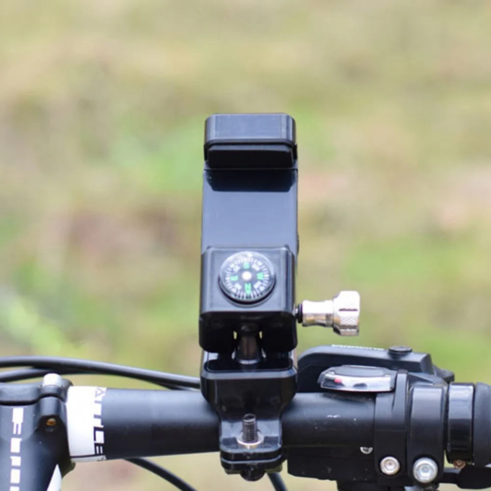 Q003 Anti-theft Bicycle Phone Mount Bracket Anti-fall 360-degree Rotating Cell Phone Holder with Compass for Bike/Electric Bike/Motorcycle (without Light) - Black - 3
