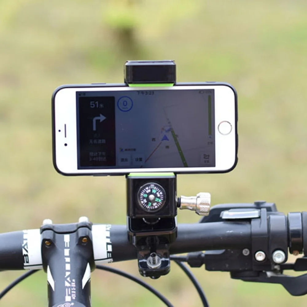 Q003 Anti-theft Bicycle Phone Mount Bracket Anti-fall 360-degree Rotating Cell Phone Holder with Compass for Bike/Electric Bike/Motorcycle (without Light) - Black - 4