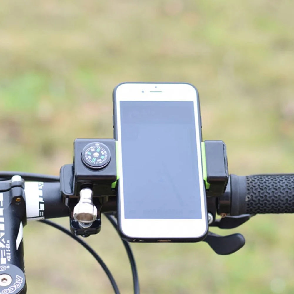 Q003 Anti-theft Bicycle Phone Mount Bracket Anti-fall 360-degree Rotating Cell Phone Holder with Compass for Bike/Electric Bike/Motorcycle (without Light) - Black - 5