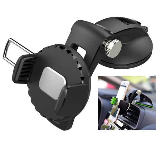 Q001 Universal Vehicle Cell Phone Mount Multi-function Dashboard Phone Holder Stand with Adjustable Clamp for Car - Black - 1