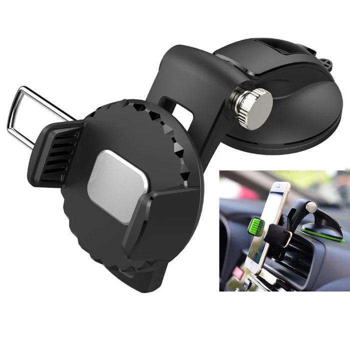 Q001 Universal Vehicle Cell Phone Mount Multi-function Dashboard Phone Holder Stand with Adjustable Clamp for Car - Black - 1