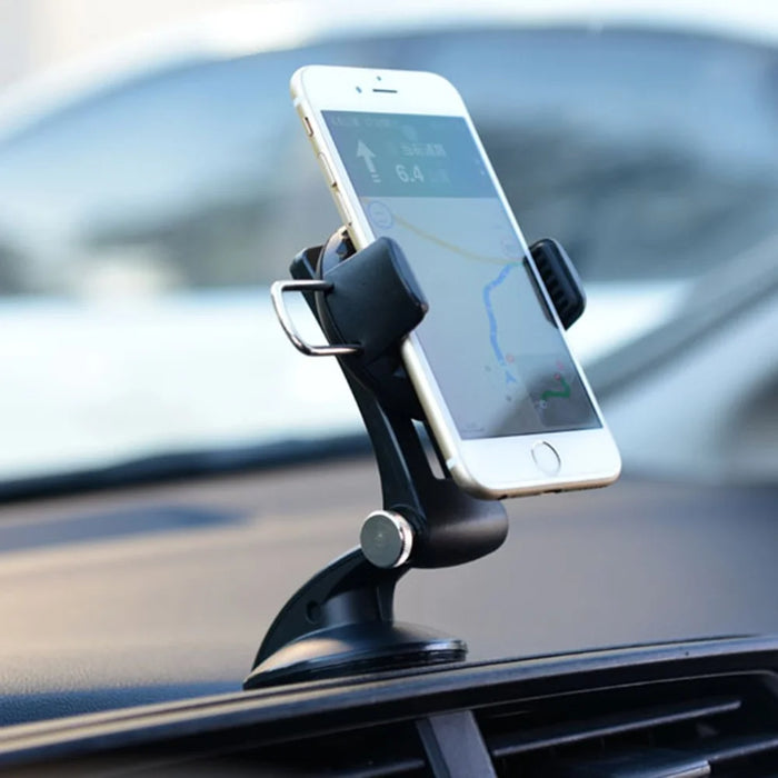 Q001 Universal Vehicle Cell Phone Mount Multi-function Dashboard Phone Holder Stand with Adjustable Clamp for Car - Black - 4
