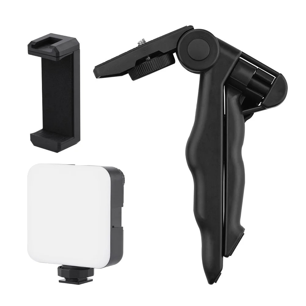 Vlog Shooting Desktop Tripod Adjustable Fill Light Phone Holder Kit for Mobile Phone 6.5-10cm - 1