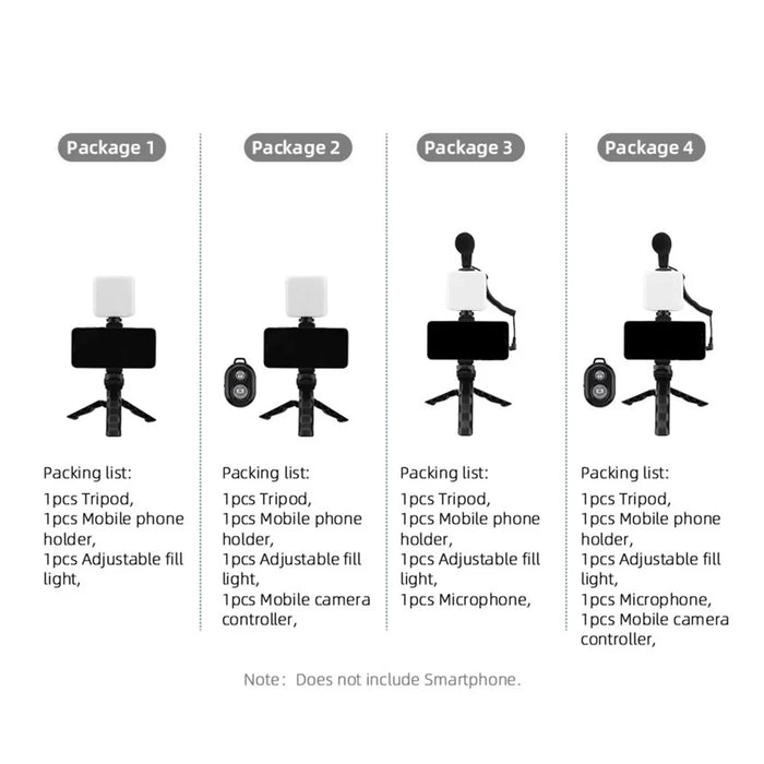 Vlog Shooting Desktop Tripod Adjustable Fill Light Phone Holder Kit for Mobile Phone 6.5-10cm - 5