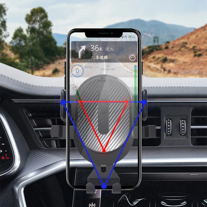 360 Degree Rotation Car Air Vent GPS Mount Mobile Phone Holder Gravity Auto Clamp Bracket - Black / Red - 4