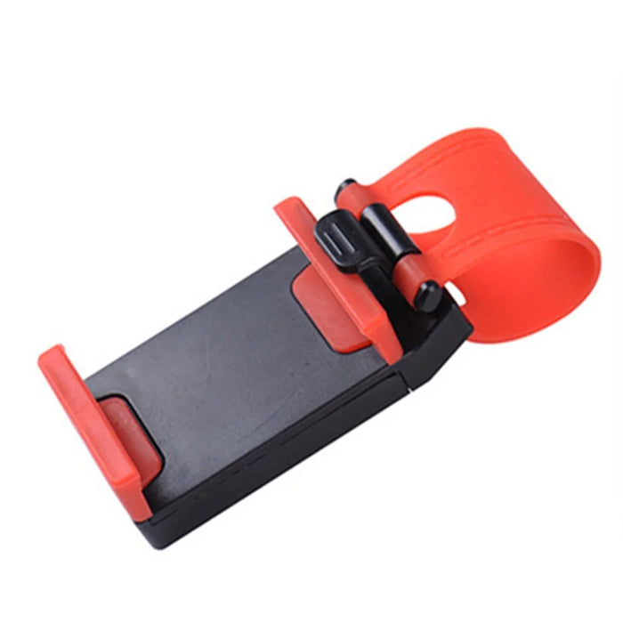 Car Phone Holder Steering Wheel Hanging Mount Mobile Phone GPS Clip Bracket - Red - 1