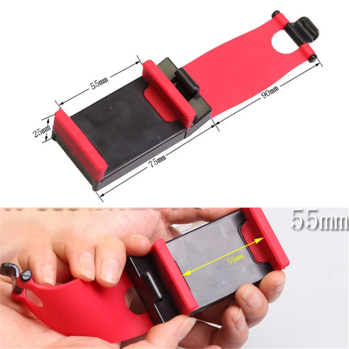 Car Phone Holder Steering Wheel Hanging Mount Mobile Phone GPS Clip Bracket - Red - 3
