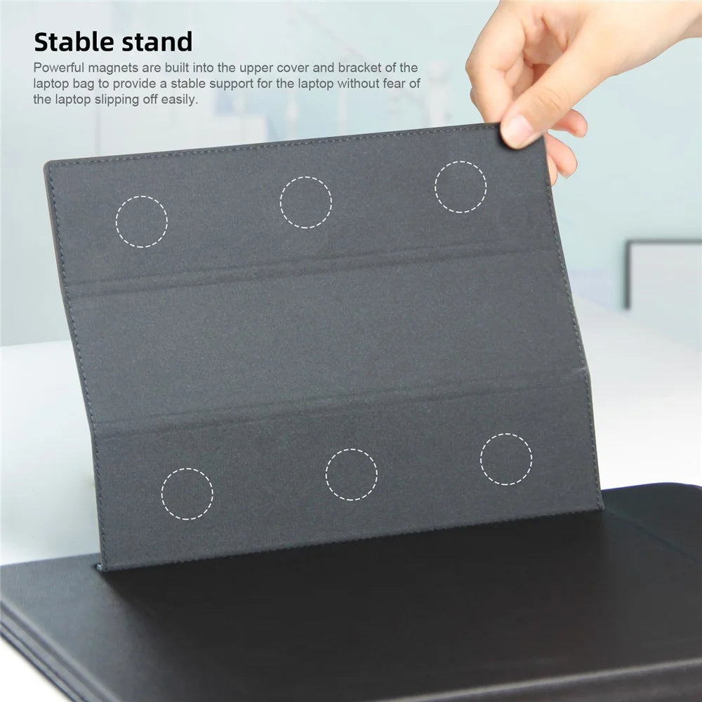 PU Leather Waterproof Laptop Sleeve Bag Horizontal Carrying Pouch for MacBook Air 13.3 inch - Black - 4