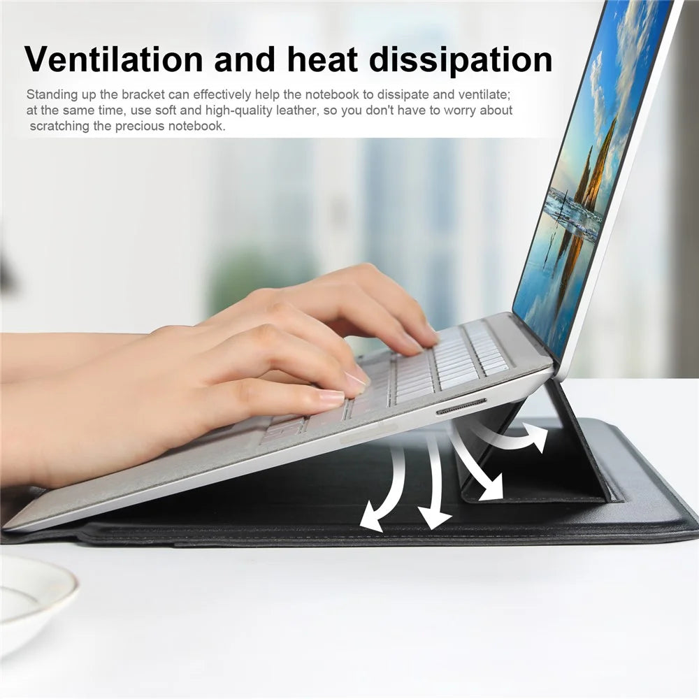Stylish Waterproof PU Leather Notebook Sleeve Bag Laptop Horizontal Carrying Pouch for 15.4 inches Laptop - Black - 3