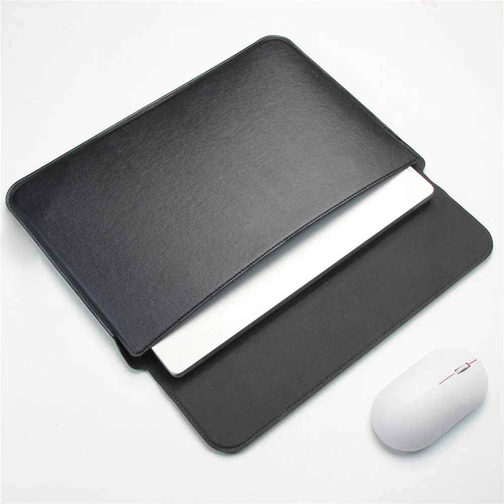 Stylish Waterproof PU Leather Notebook Sleeve Bag Laptop Horizontal Carrying Pouch for 15.4 inches Laptop - Black - 7