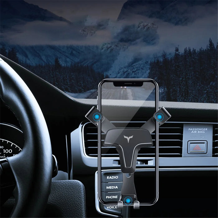 T3 Universal Triangle Metal Car Air Outlet Mount Gravity Phone Holder Rotatable Bracket - Black - 2