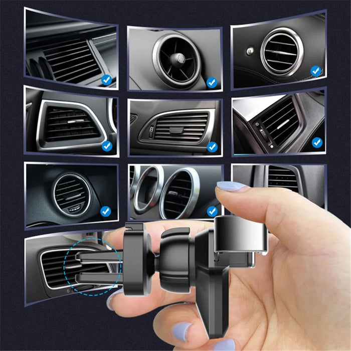 T3 Universal Triangle Metal Car Air Outlet Mount Gravity Phone Holder Rotatable Bracket - Black - 4