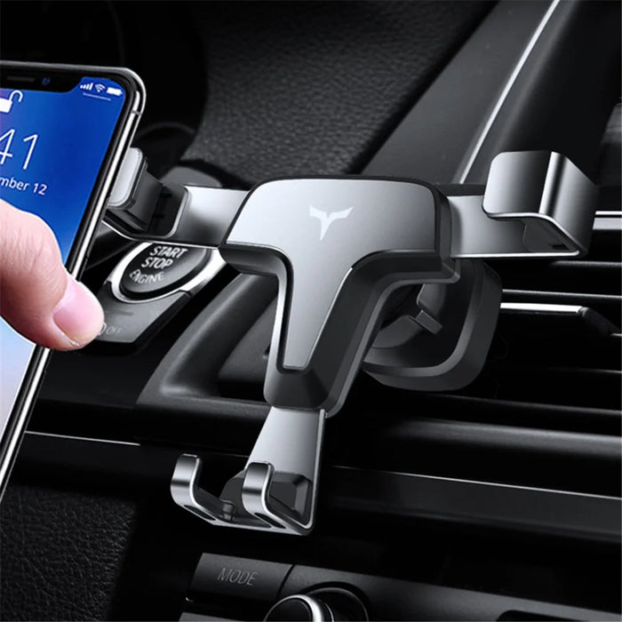 T3 Universal Triangle Metal Car Air Outlet Mount Gravity Phone Holder Rotatable Bracket - Black - 5
