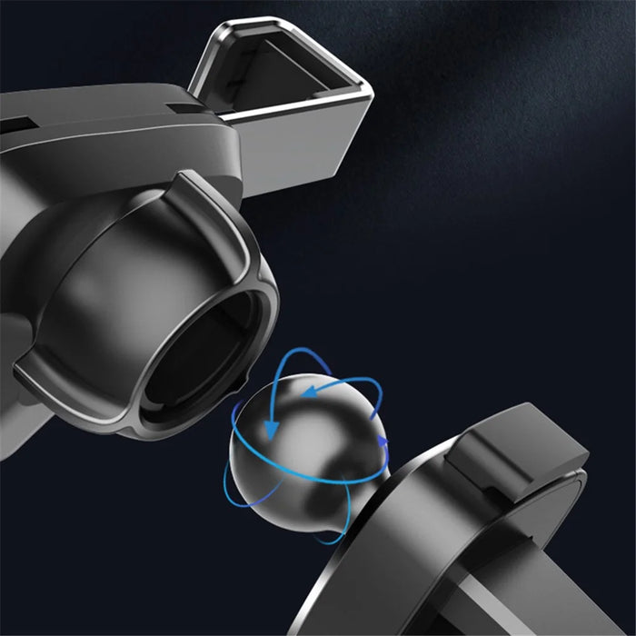 T3 Universal Triangle Metal Car Air Outlet Mount Gravity Phone Holder Rotatable Bracket - Black - 7