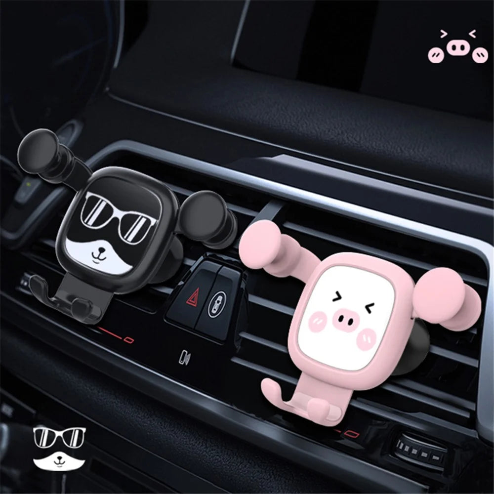 Creative Cartoon Style Car Mobile Phone Holder Air Vent Phone Mount for Universal Car - Cool Bear - 2