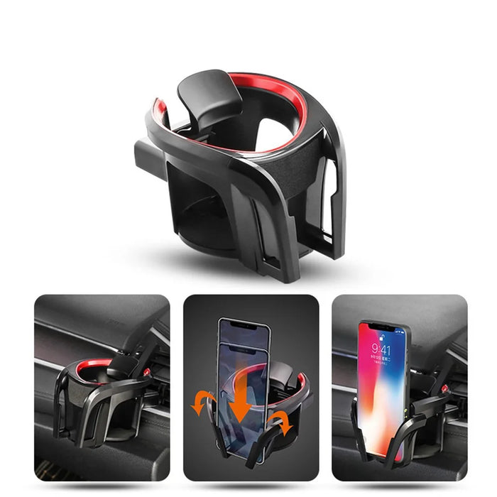 SB-1055 Multi-functional Car Air Vent Mount Drink Cup Holder Phone Bracket - Black/Red - 1