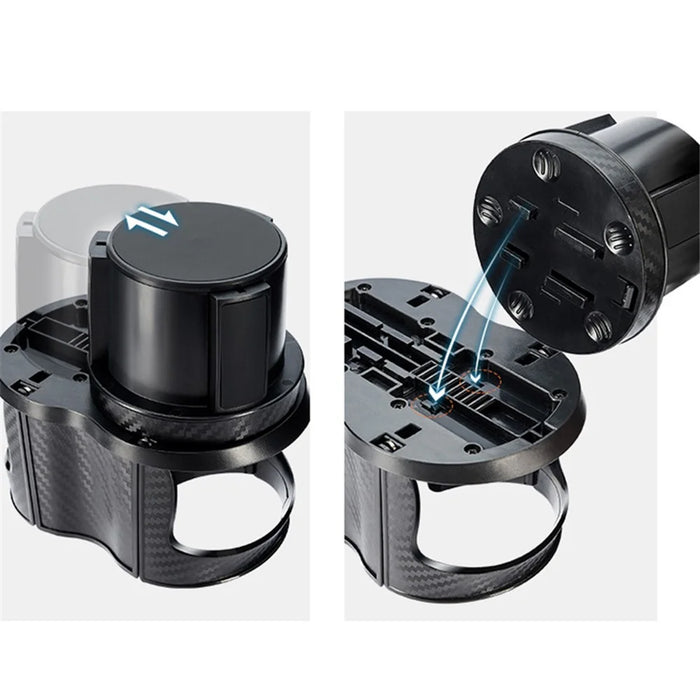 SB-1077 Car Vehicle Dual Cup Holder Water Bottle Drink Rack - Carbon Fiber Black/Silver Edge - 5