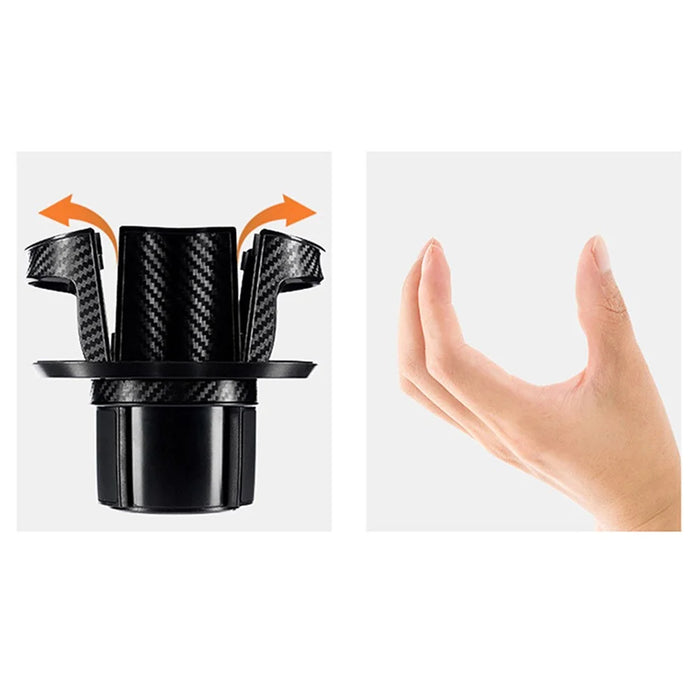 SB-1077 Car Vehicle Dual Cup Holder Water Bottle Drink Rack - Carbon Fiber Black/Silver Edge - 7