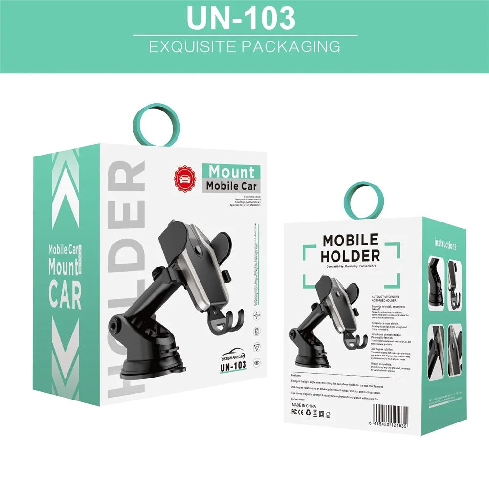 UN-103 360 Degree Rotation Car Dashboard Suction Cup Base Phone Holder Bracket - 6