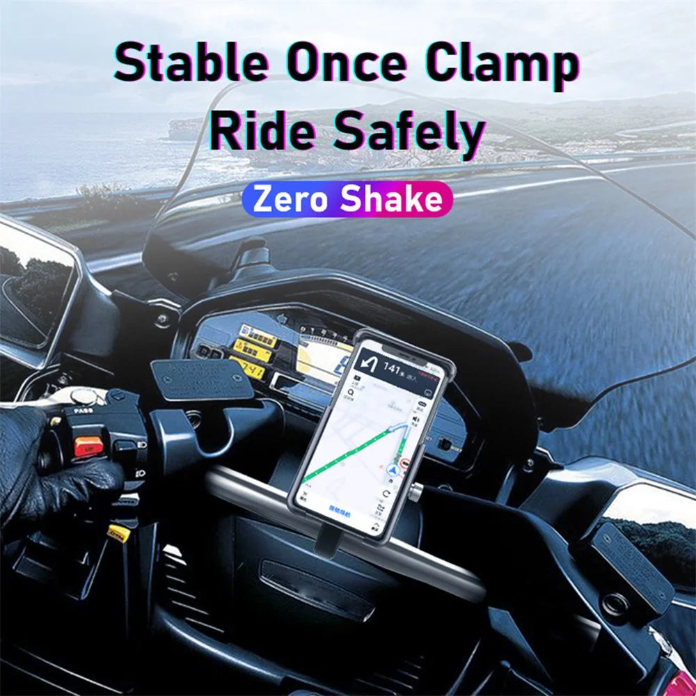 Universal Bicycle Handlebar Mobile Phone Holder Rack 360-degree Rotatable Motorcycle Scooter Smartphone Stand Metal Bracket Cycling Accessories - 4