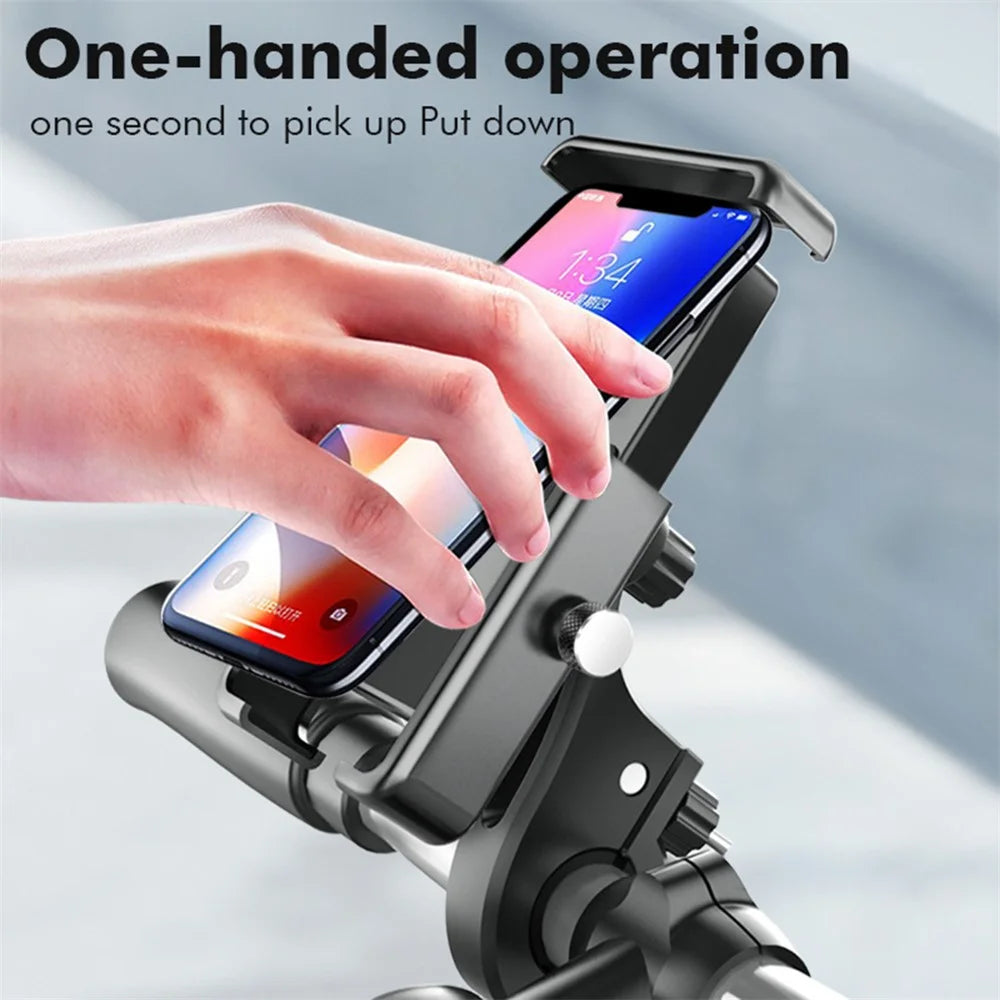 Universal Bicycle Handlebar Mobile Phone Holder Rack 360-degree Rotatable Motorcycle Scooter Smartphone Stand Metal Bracket Cycling Accessories - 5