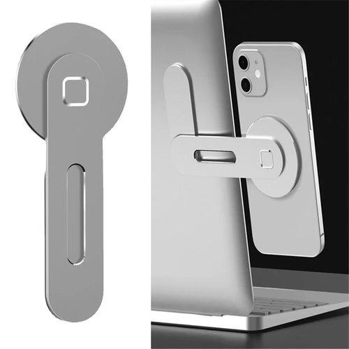 For iPhone 12 Series Magsafe Magnetic Phone Holder Metal Laptop Phone Stand for iMac Side Mount Bracket - Silver - 1