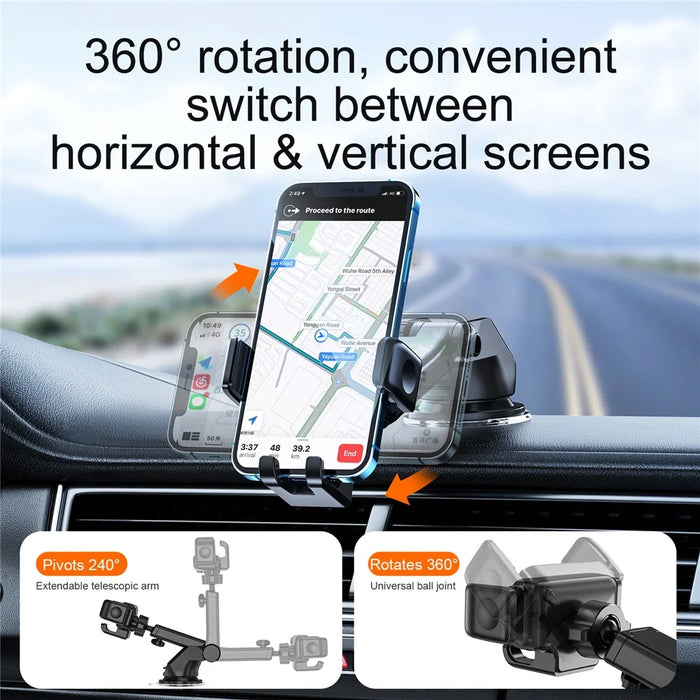 JOYROOM JR-ZS283 Universal Phone Holder 360 Degree Rotation Car Dashboard Mount Phone Bracket Stand - Black - 3