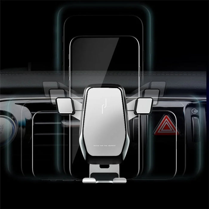 M1 Universal Car Air Outlet Mount Gravity Phone Holder Stand Rotatable Metal Bracket - Silver - 2