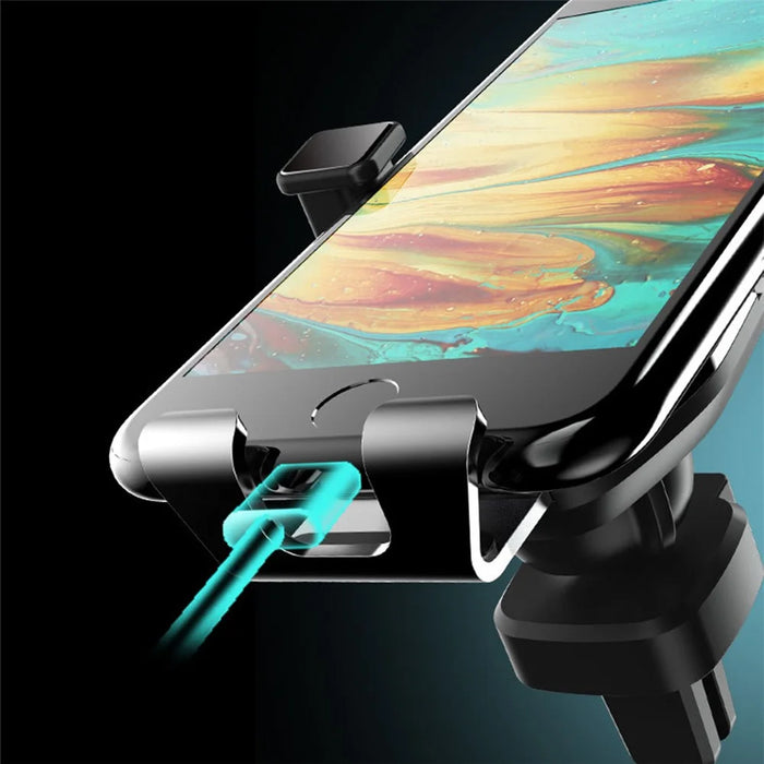 M1 Universal Car Air Outlet Mount Gravity Phone Holder Stand Rotatable Metal Bracket - Silver - 7