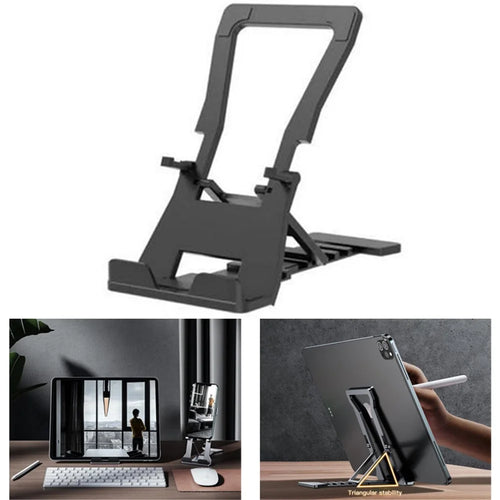 K323 Mini Desktop Multi-Angle Folding Mobile Phone Holder Hollow Tablet Stand - Black - 1