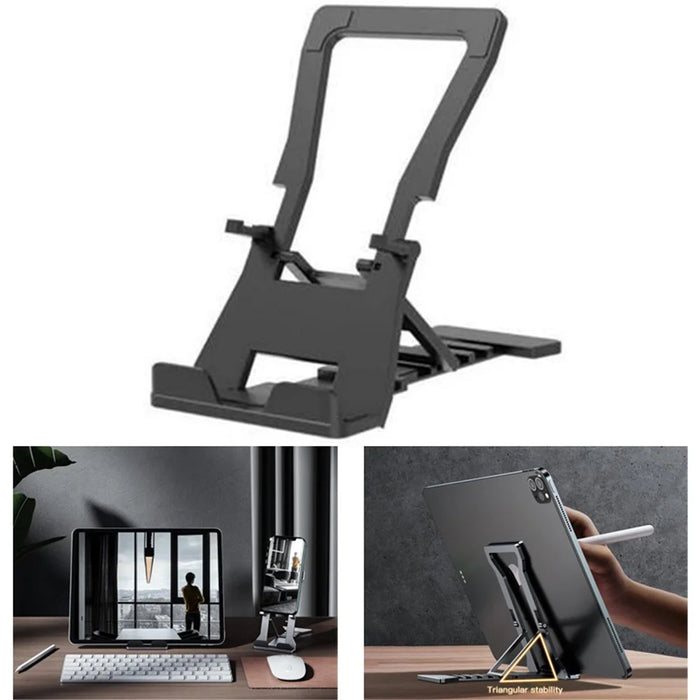 K323 Mini Desktop Multi-Angle Folding Mobile Phone Holder Hollow Tablet Stand - Black - 1