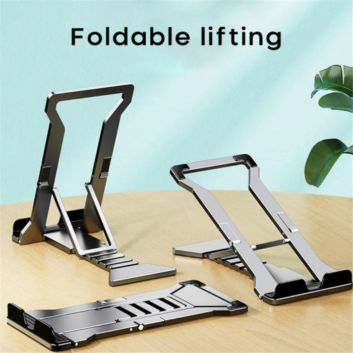 K323 Mini Desktop Multi-Angle Folding Mobile Phone Holder Hollow Tablet Stand - Black - 2