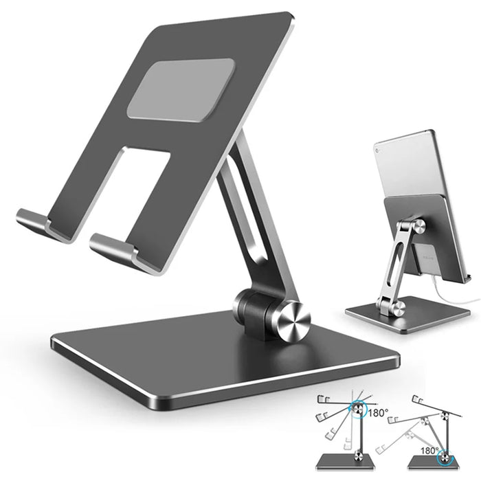 MT-134 Aluminum Alloy Adjustable Tablet Stand Desktop Anti-Slip Folding Tablet Holder - Grey - 1