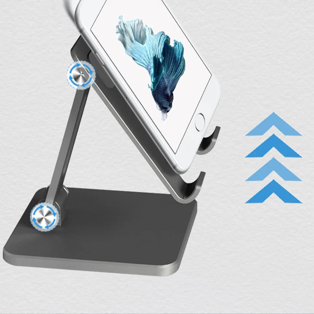 MT-133 Aluminum Alloy Adjustable Phone Stand Desktop Anti-slip Folding Cell Phone Holder for iPhone/Huawei/Samsung - Grey - 4